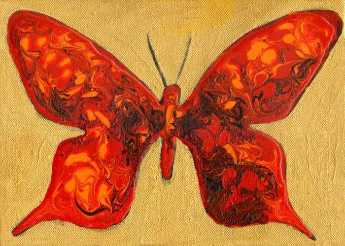 火蝶系列(共9幅：9幅分別拆售)（壓克力顏料、畫布，22.5x15.5cm，第3件）